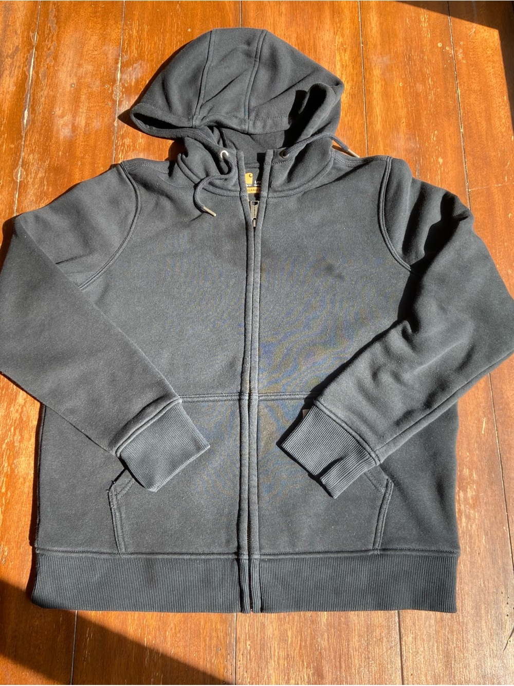 Womens Carhartt Large Black Full Zip Hoodie Jacket Chore Work 14806 Farm Outdoor